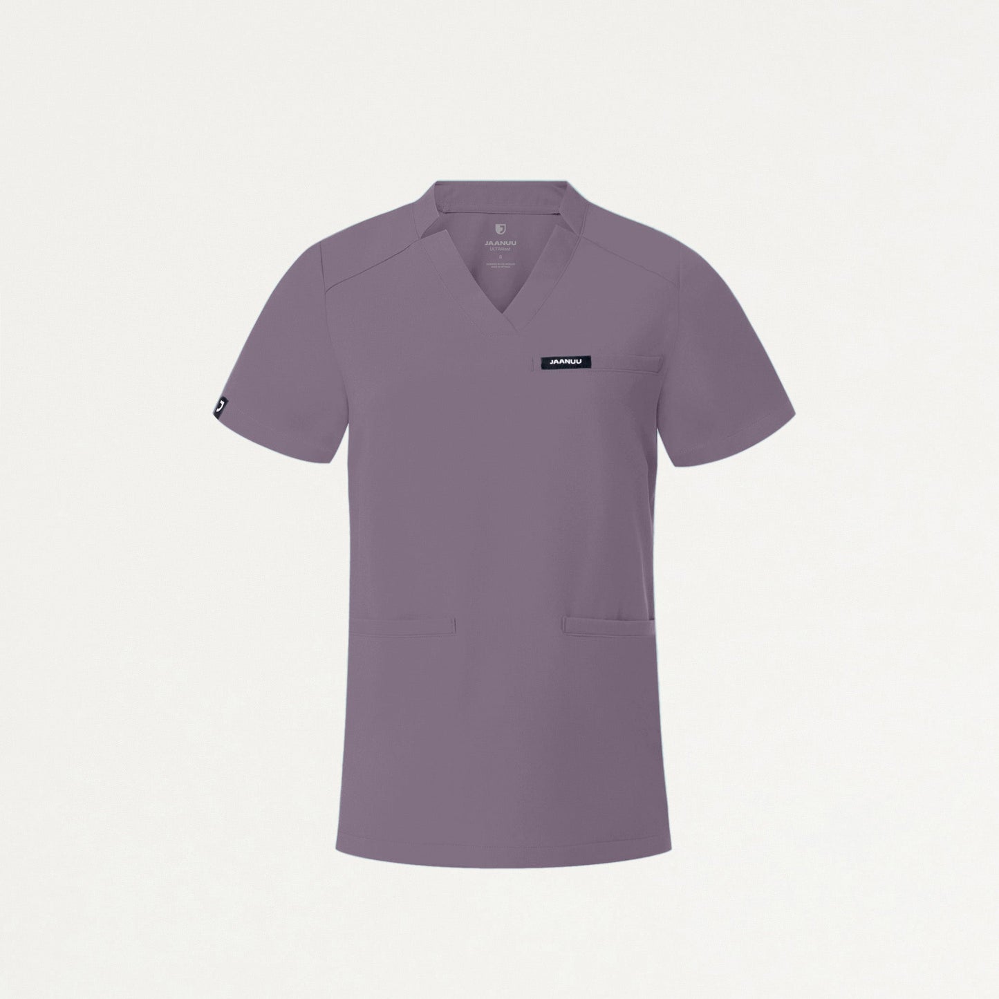 Helia Slim Notched V-Neck Scrub Top - Titanium