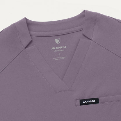 Helia Slim Notched V-Neck Scrub Top - Titanium