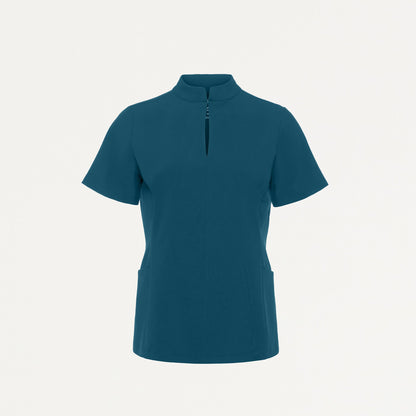 Aria Fit & Flare UltraLITE™ Scrub Top - Caribbean Blue