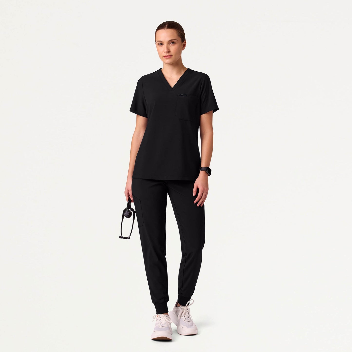Rhena Slim UltraLITE™ 1-Pocket Scrub Top - Black