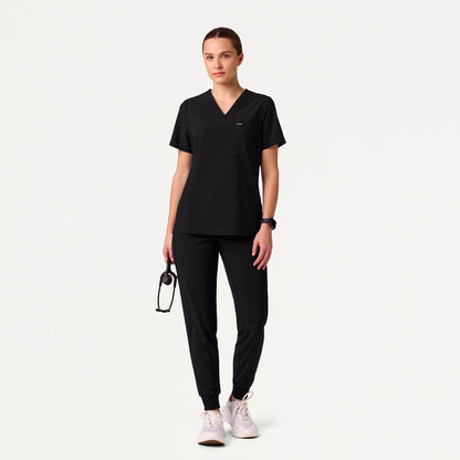 Rhena Slim UltraLITE™ 1-Pocket Scrub Top - Black