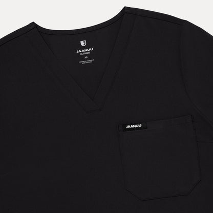Rhena Slim UltraLITE™ 1-Pocket Scrub Top - Black