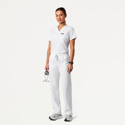 Xenos Cargo Knit-Waist Scrub Pant - White