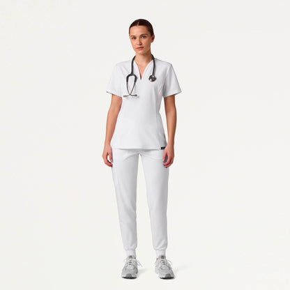 Silex Slim Cargo Knit-Waist Scrub Jogger - White