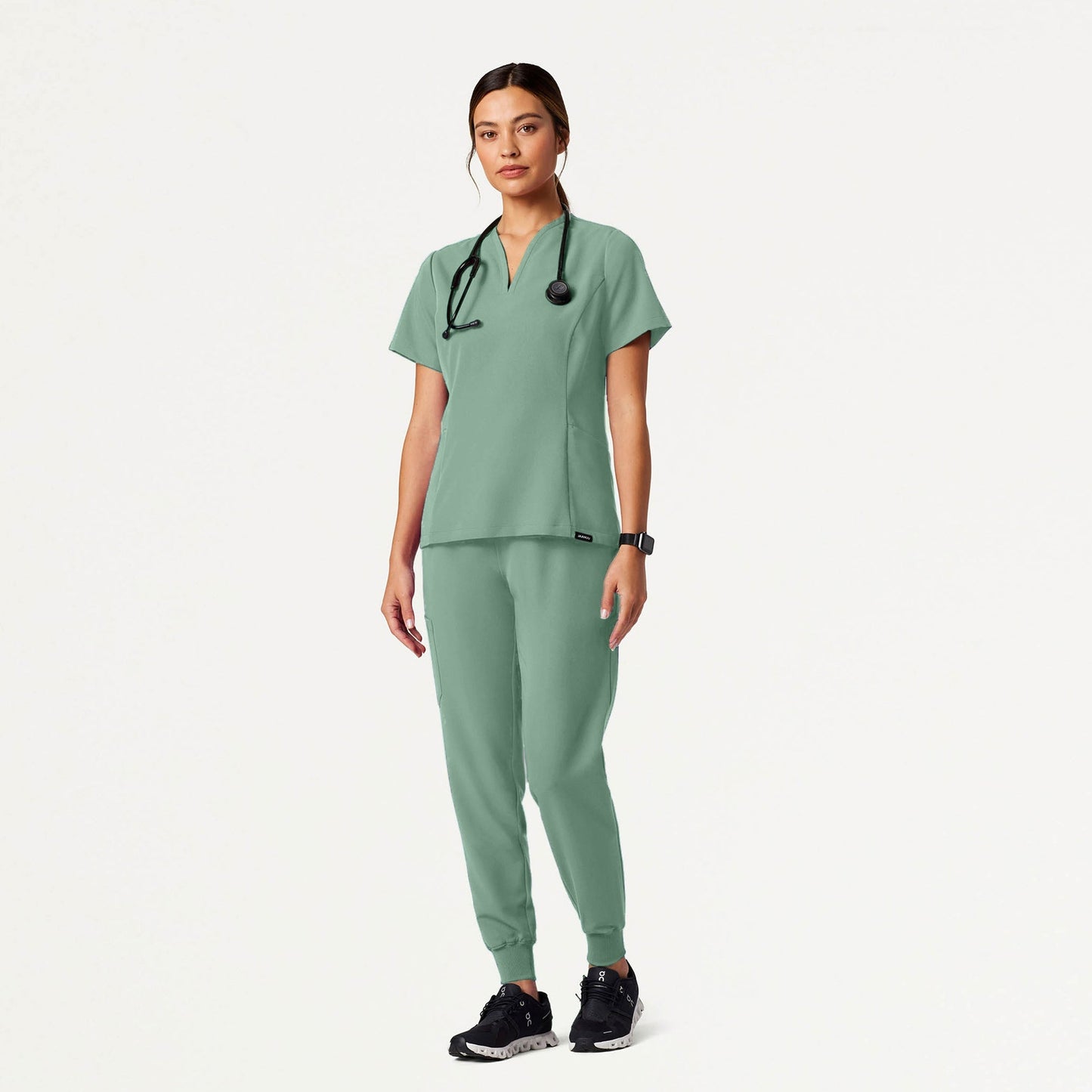 Silex Slim Knit-Waist Scrub Jogger - Sage