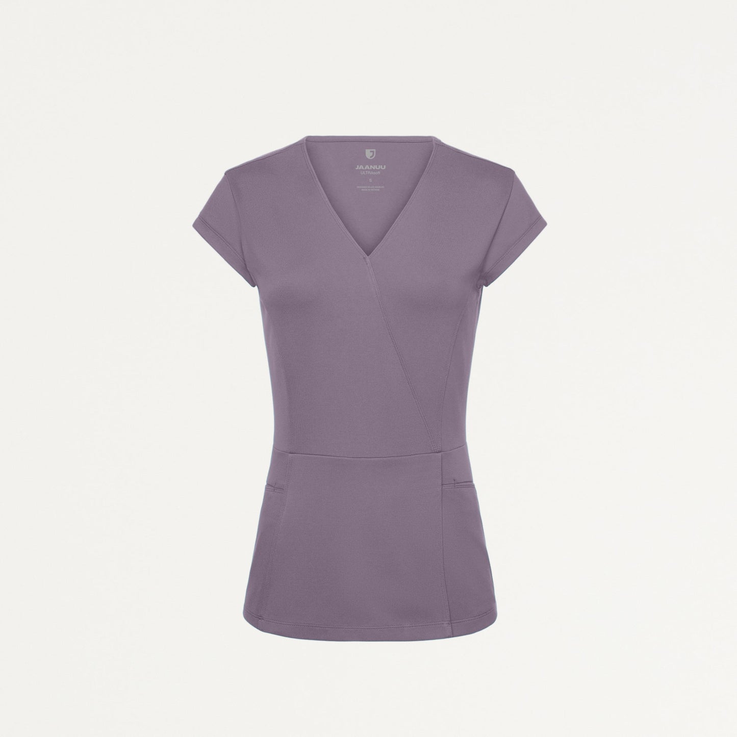 Isla Mock-Wrap UltraSOFT Scrub Top - Titanium