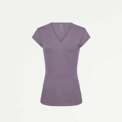 Isla Mock-Wrap UltraSOFT Scrub Top - Titanium