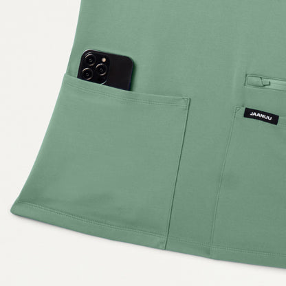 Kass Slim 4-Pocket UltraSOFT Scrub Top - Sage
