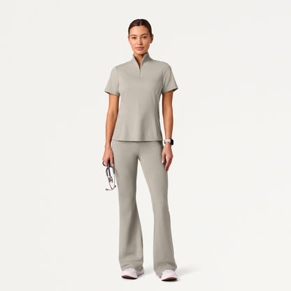 Astra Slim Half-Zip UltraSOFT Scrub Top - Fog