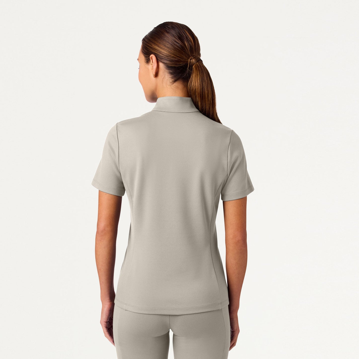Astra Slim Half-Zip UltraSOFT Scrub Top - Fog