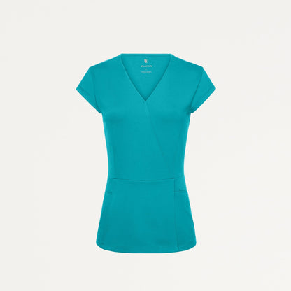 Isla Mock-Wrap UltraSOFT Scrub Top - Teal