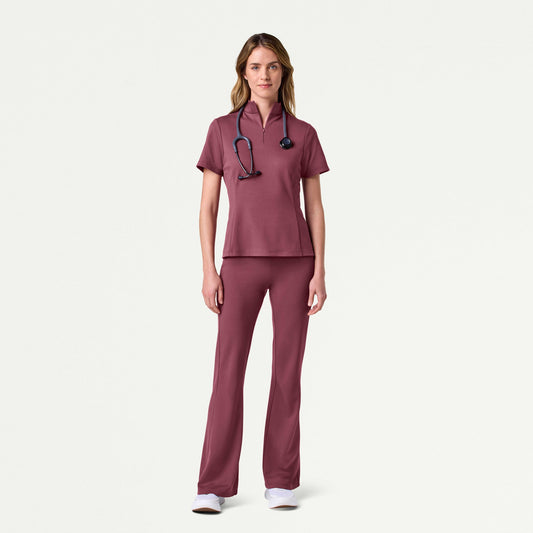 The Half-Zip UltraSOFT™ Scrub Set - Rosewood