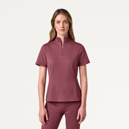 The Half-Zip UltraSOFT™ Scrub Set - Rosewood