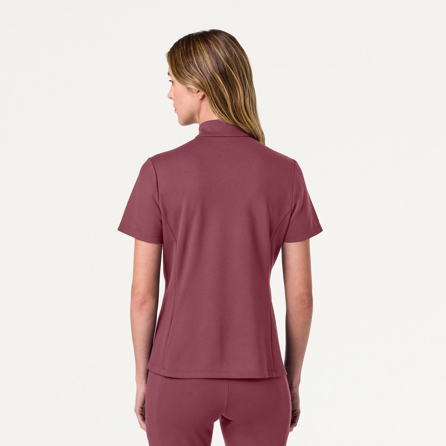 The Half-Zip UltraSOFT™ Scrub Set - Rosewood