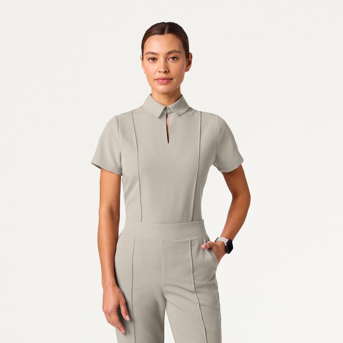 The Tailored Flare Scrub Set - Fog