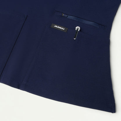Kass Slim 4-Pocket UltraSOFT Scrub Top - Midnight Navy