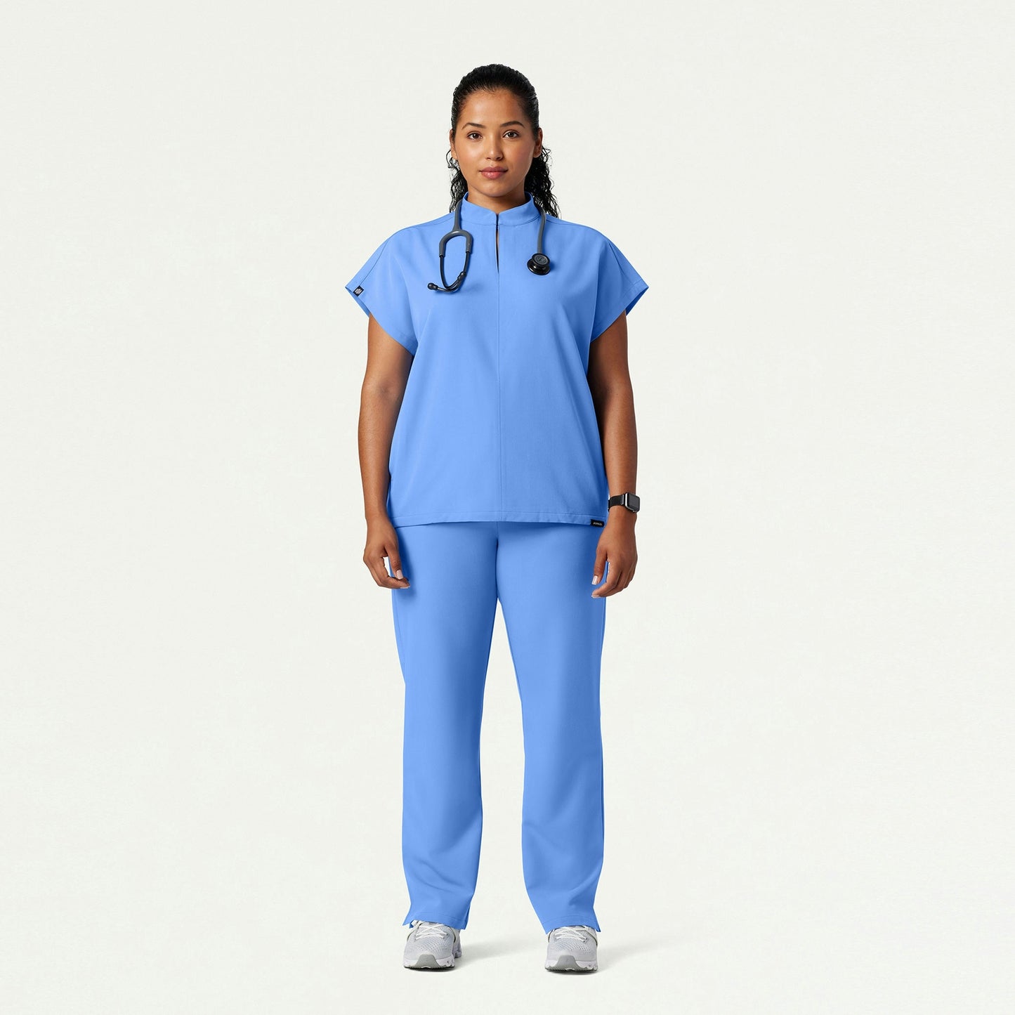 Aris Oversized 2-Pocket Scrub Top - Ceil Blue