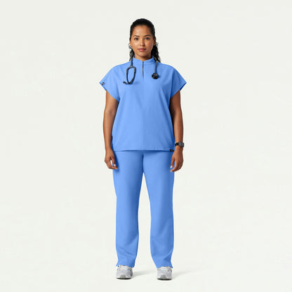 Aris Oversized 2-Pocket Scrub Top - Ceil Blue