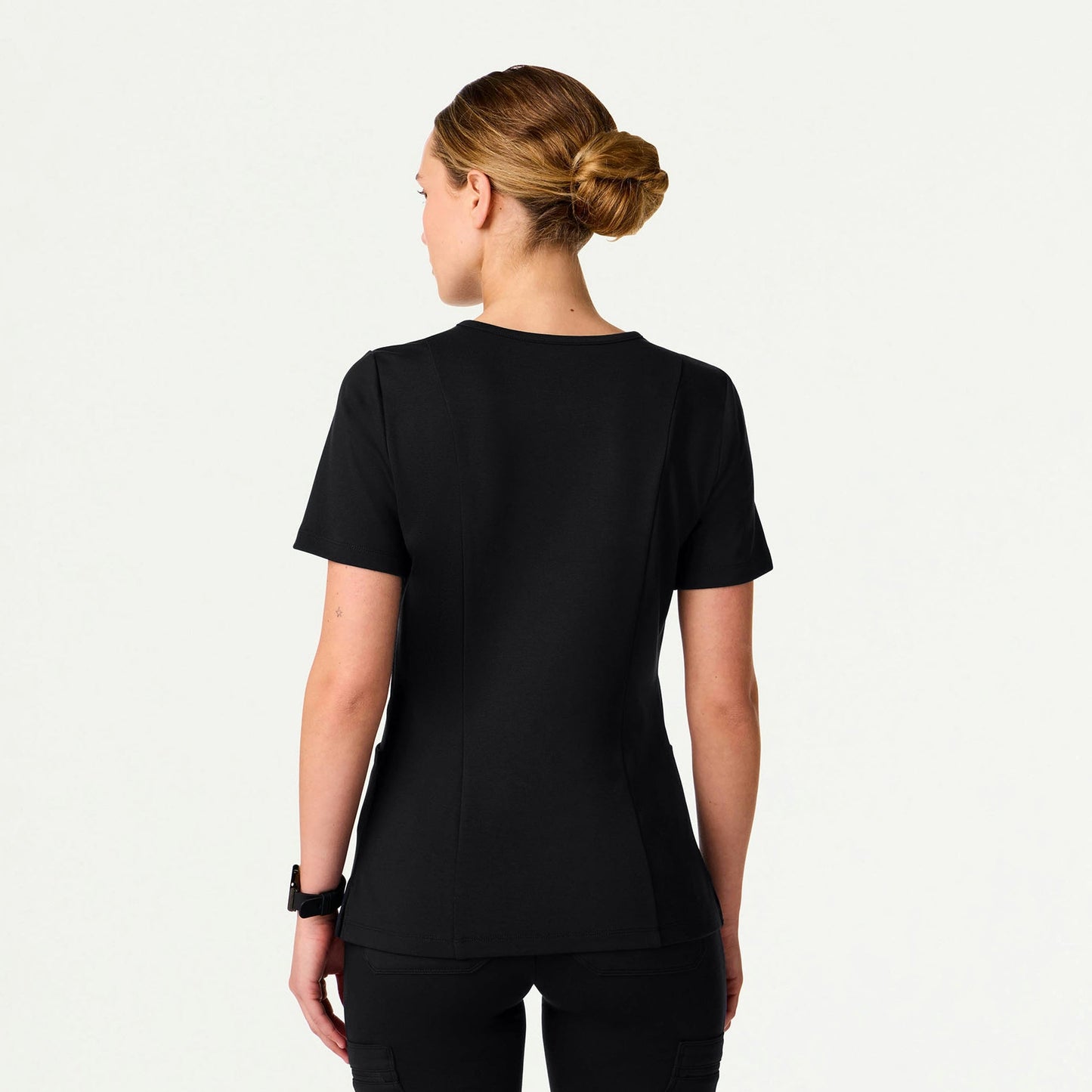 Kass Slim 4-Pocket UltraSOFT Scrub Top - Black