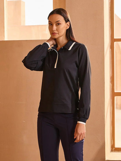 Crisp Couture Long Sleeve Polo Top UPF50+