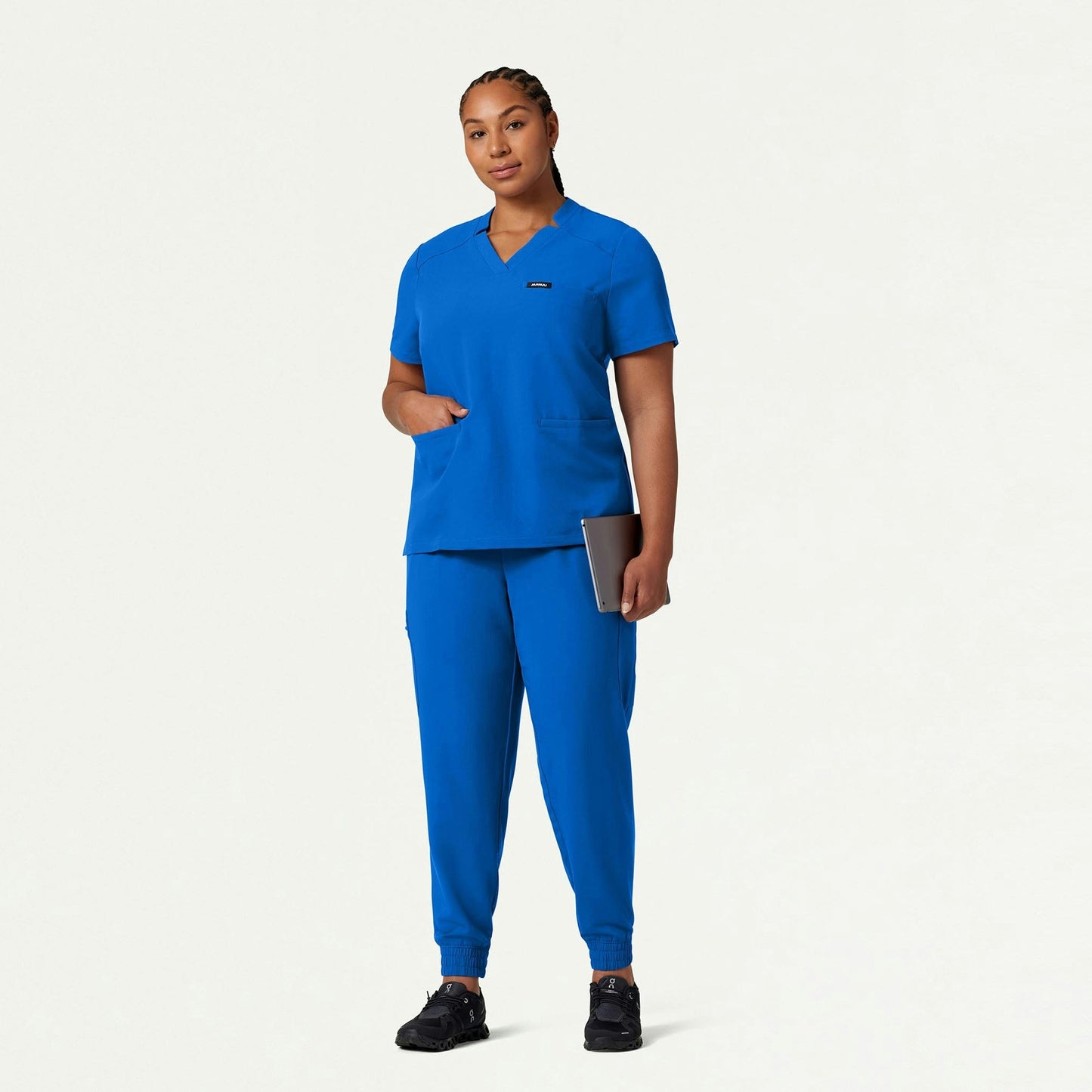 Helia Notched V-Neck Scrub Top - Royal Blue