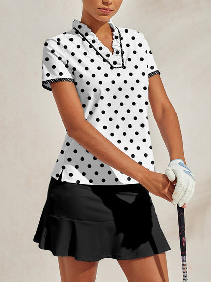 Hyper-prep Ruffle V-Neck Polo Top UPF50+