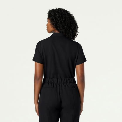 Savi Tuck-In Stand-Collar Scrub Top - Black