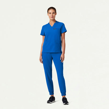 Helia Notched V-Neck Scrub Top - Royal Blue