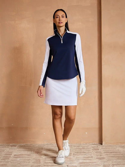 Navycore Long Sleeve Color Block Mesh Quarterzip UPF50+