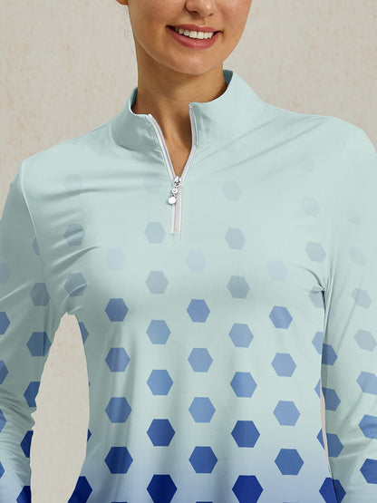 Hyper-prep Silky Ruffle Golf Shirt Quarterzip UPF50+