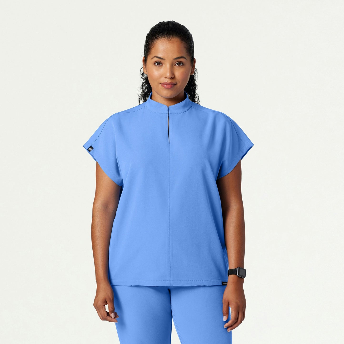 Aris Oversized 2-Pocket Scrub Top - Ceil Blue