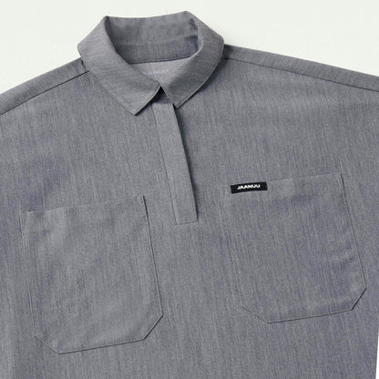 Acta Oversized 2-Pocket Scrub Top - Heather Gray