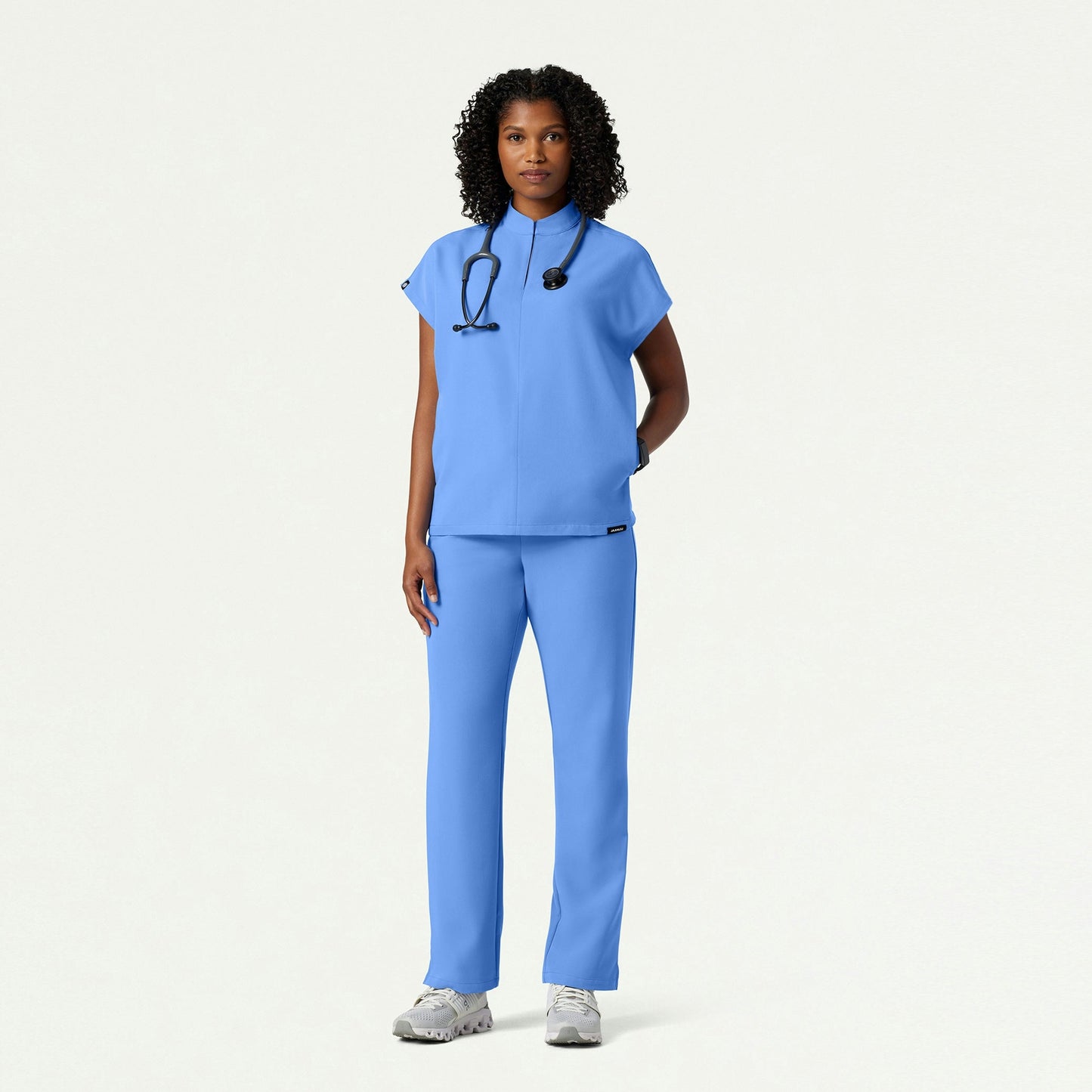Aris Oversized 2-Pocket Scrub Top - Ceil Blue