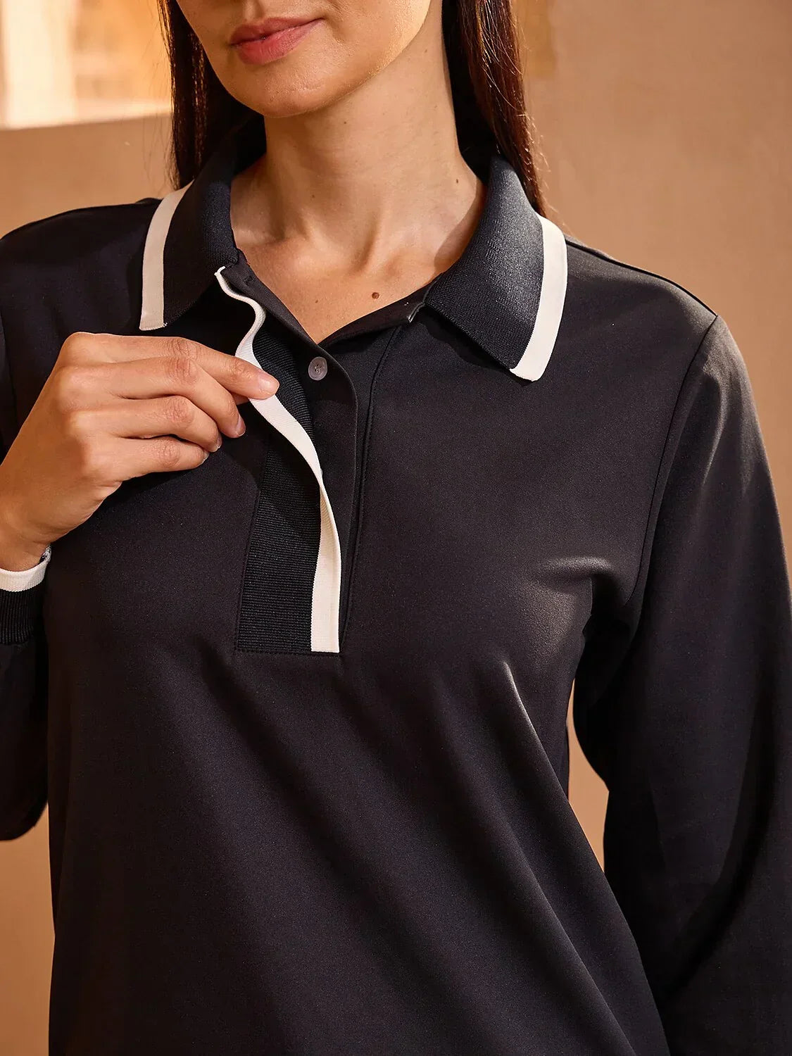 Crisp Couture Long Sleeve Polo Top UPF50+