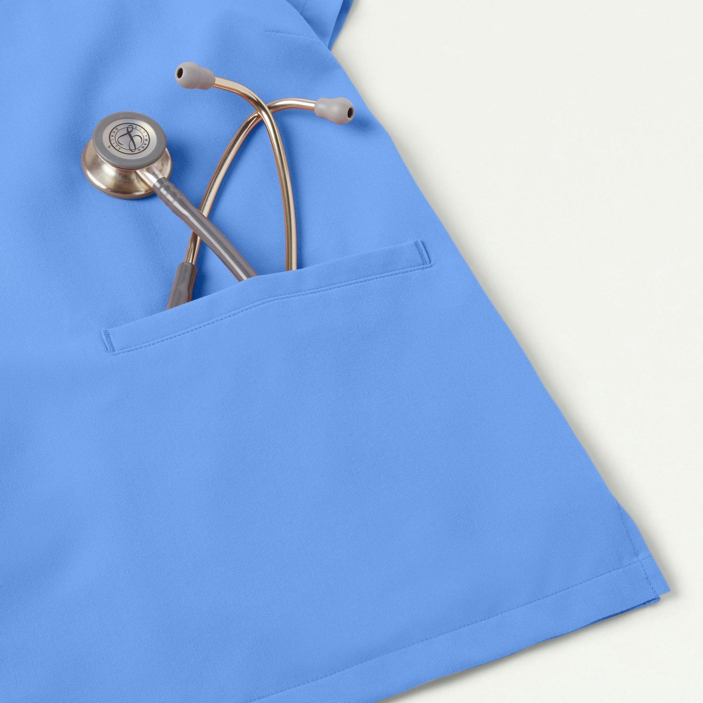 Helia Notched V-Neck Scrub Top - Ceil Blue
