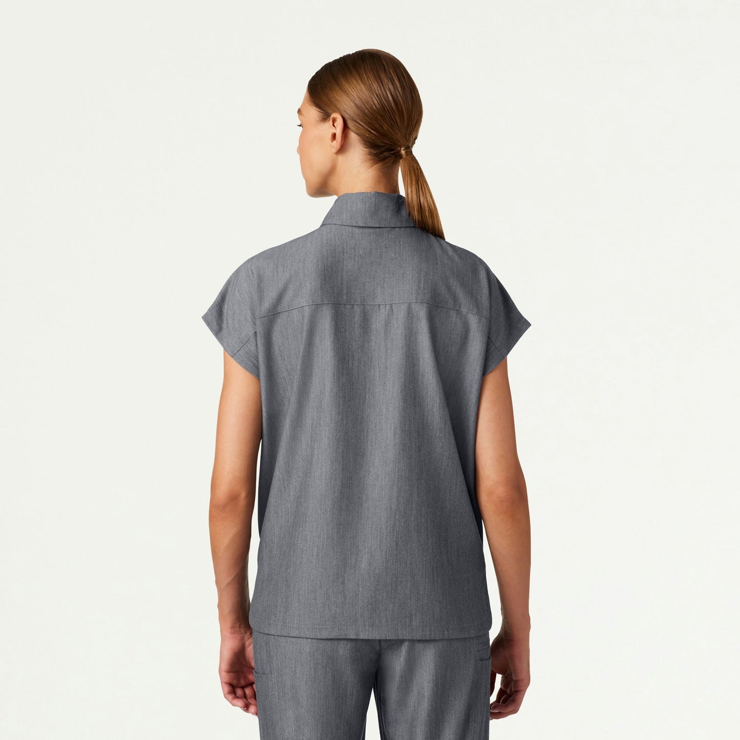 Acta Oversized 2-Pocket Scrub Top - Heather Gray