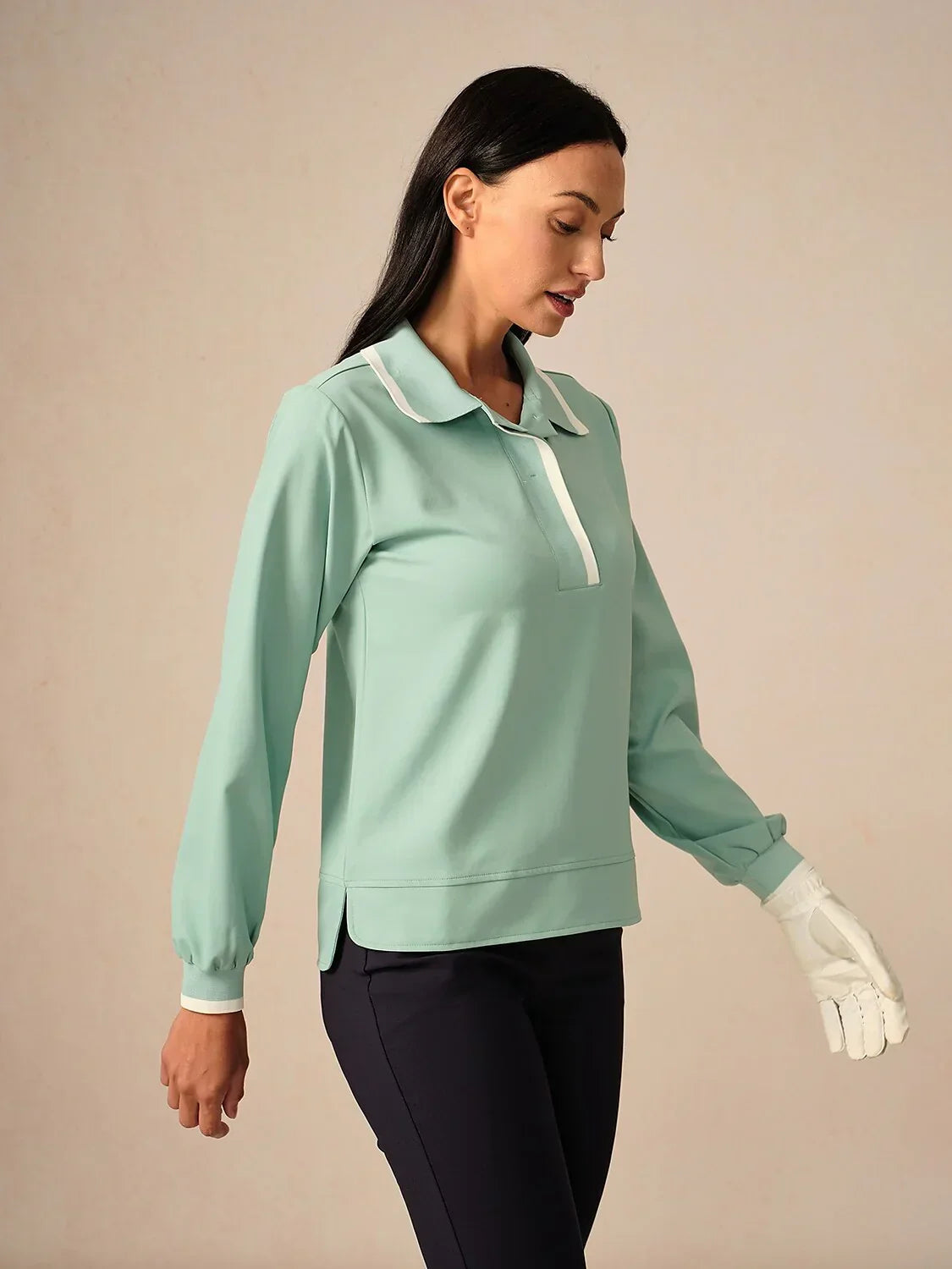 Crisp Couture Long Sleeve Polo Top UPF50+