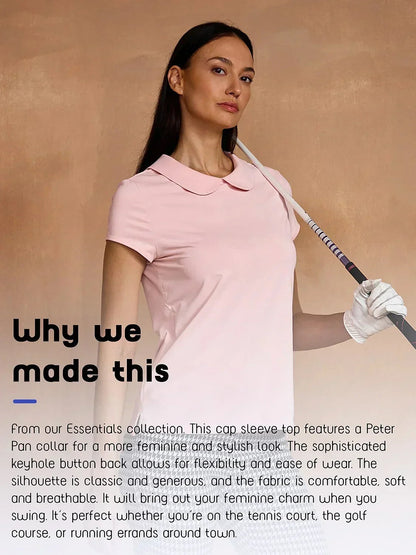 More Than Basic Cap Sleeve Peter Pan Collar Polo