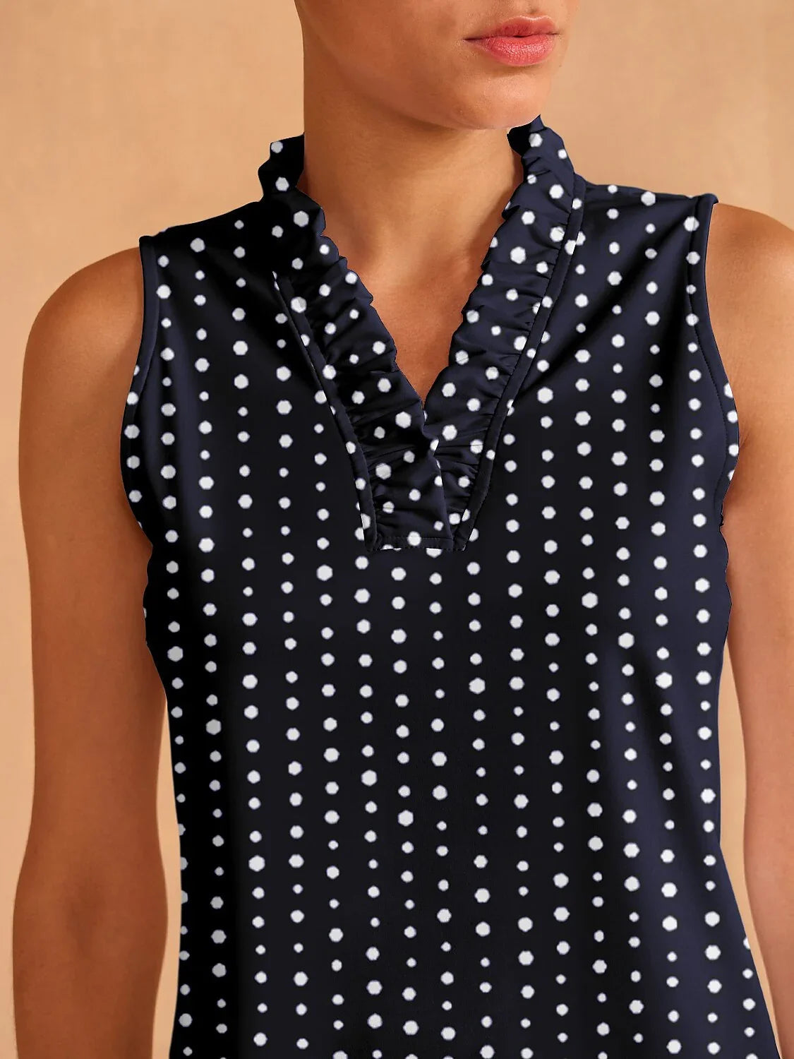 Hyper-prep Ruffle V-Neck Tank Top UPF50+