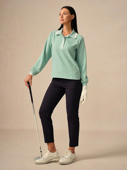 Crisp Couture Long Sleeve Polo Top UPF50+