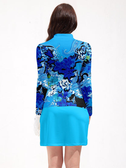 Hyped-up Tropical Golf Shirt Quarterzip UPF50+