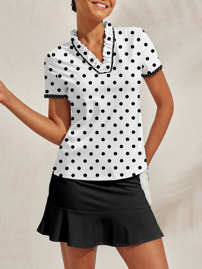 Hyper-prep Ruffle V-Neck Polo Top UPF50+