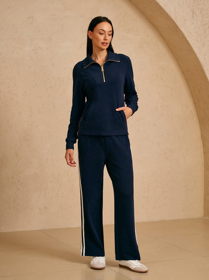 UltraSoft Velour Long Sleeve Side Zipper Sweatshirt
