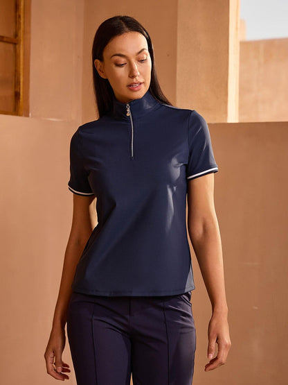 Navycore Short Sleeve Ribbed Collar Quarterzip UPF50+