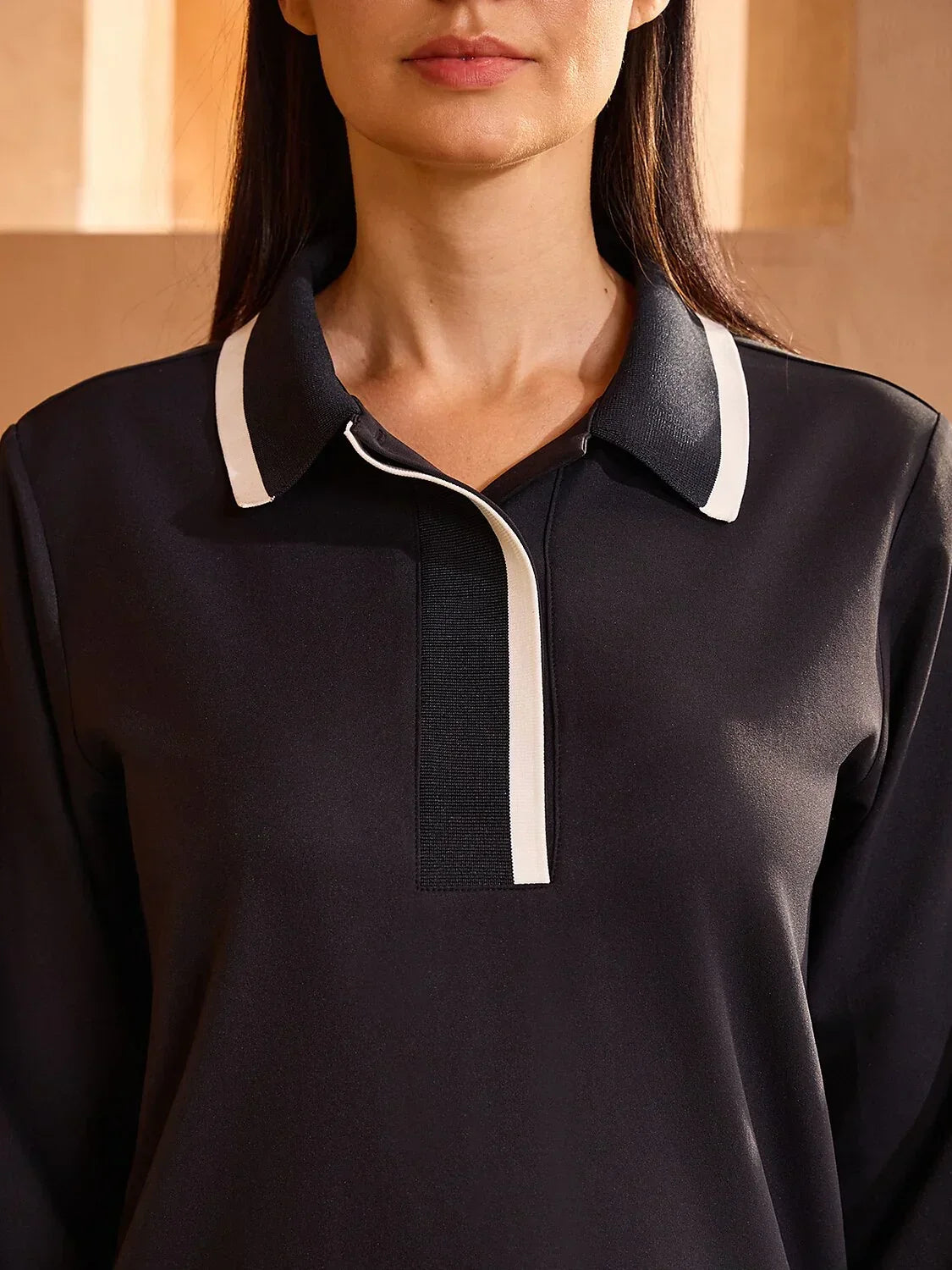 Crisp Couture Long Sleeve Polo Top UPF50+