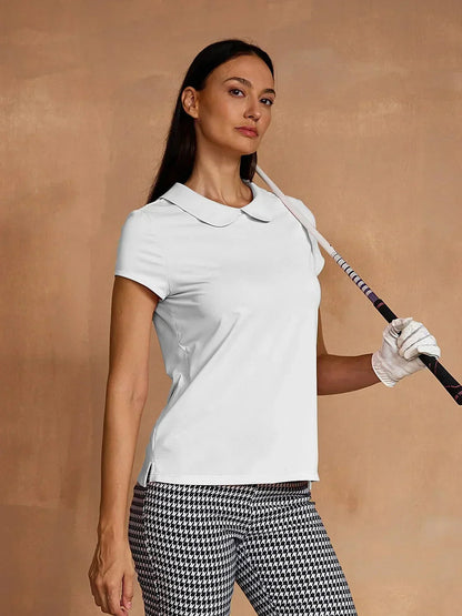 More Than Basic Cap Sleeve Peter Pan Collar Polo