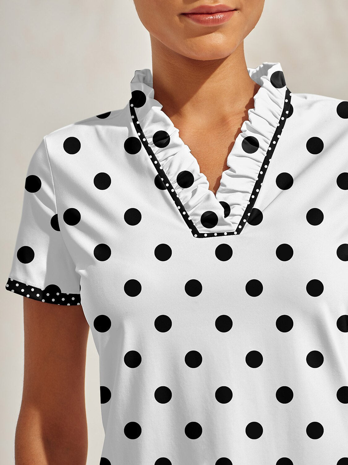 Hyper-prep Ruffle V-Neck Polo Top UPF50+