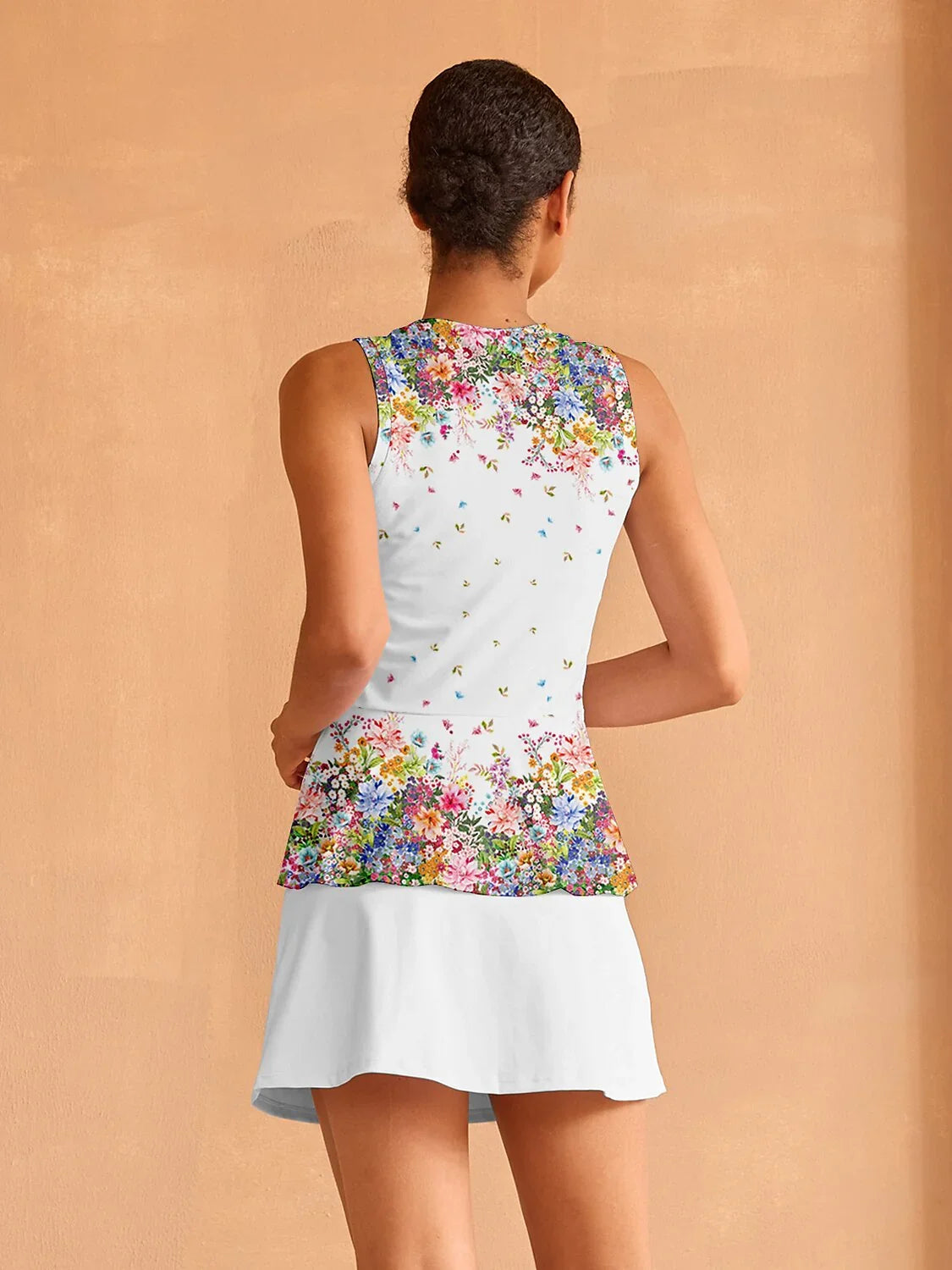 Botanical Energy Ruffle Tank Top For Pickleball & Tennis