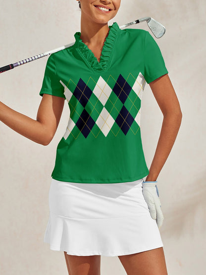 Not So Classic Ruffle V-Neck Polo Top UPF50+