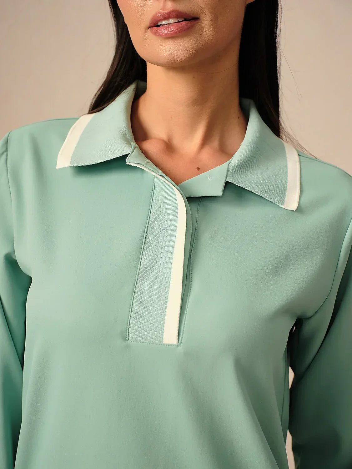 Crisp Couture Long Sleeve Polo Top UPF50+